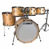Yamaha drum kit with natural wood finish, perfect for professional drummers and studio recordings.