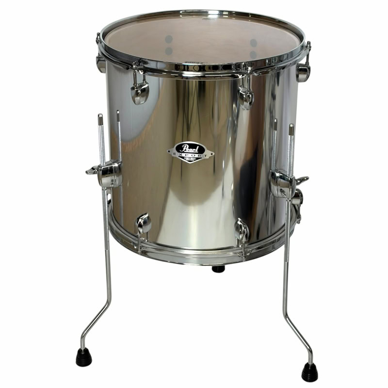 Metal snare drum on stand for percussion and drumming practice.