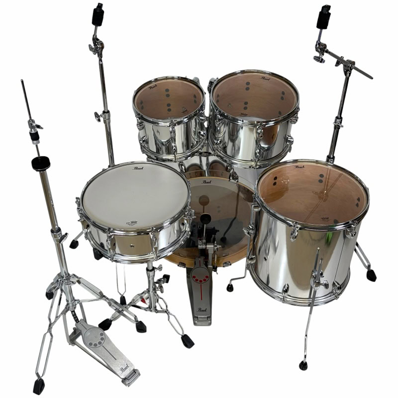 High-quality drum kit with cymbals, stands, and pedals for professional drummers.