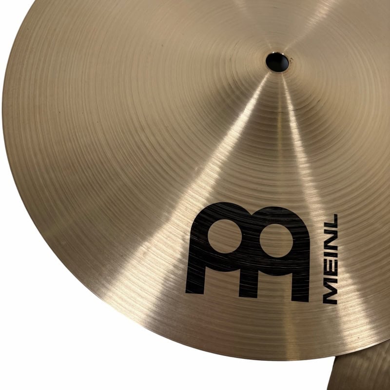 Close-up of Meinl Byzance Traditional 12in Hi-hats cymbals.