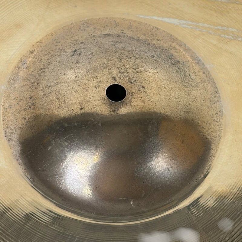 Close-up of the Sabian HHX 18in Evolution Crash Cymbal showing its surface and central hole.