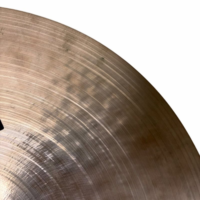 Close-up of a UFIP 19-inch crash cymbal showing detailed surface texture.
