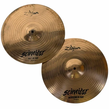 Zildjian 14-inch Scimitar HiHats cymbals for drumming.
