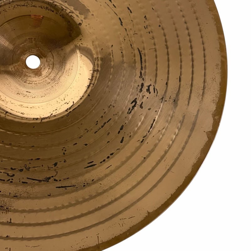 Close-up of Zildjian 14in Scimitar Hihats cymbals with detailed grooves.