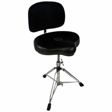 Drummers Only Roc N Soc cycle throne with backrest for comfortable drumming.
