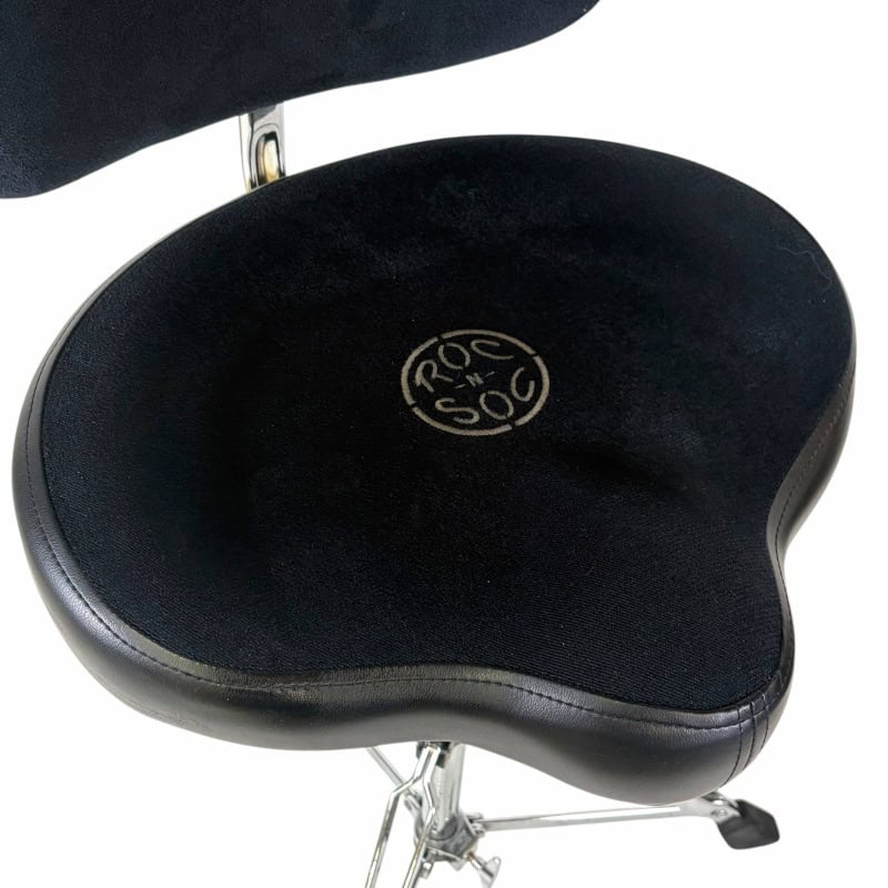 Drummers Only Roc N Soc cycle throne with backrest for comfortable drumming.