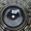 Close-up of Meinl Classics Custom Dark 16-inch crash cymbal with barcode label.