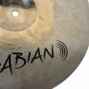 Close-up of Sabian XSR 14in Fast Crash cymbal with logo and detailed surface.