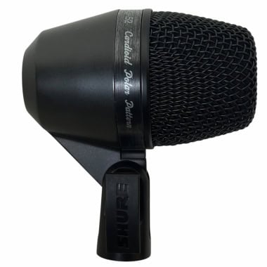 Professional Shure PGA52 bass drum microphone for drumming and recording.
