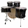 Black drum shell pack with cymbal stand and hardware for drummers.