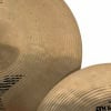 Close-up of Zildjian K Series 14-inch hi-hat cymbals with detailed grooves.
