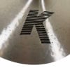 Close-up of Zildjian K Custom 18in Dark Crash Cymbal with logo.