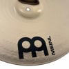 Close-up of Meinl 18-inch crash cymbal with logo and reflective surface.