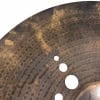 Close-up of Ion Dark Ride cymbal with patina and hammering marks.