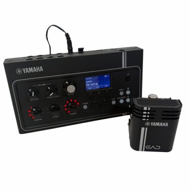 Yamaha EAD10 electronic drum module with foot pedal and display screen.