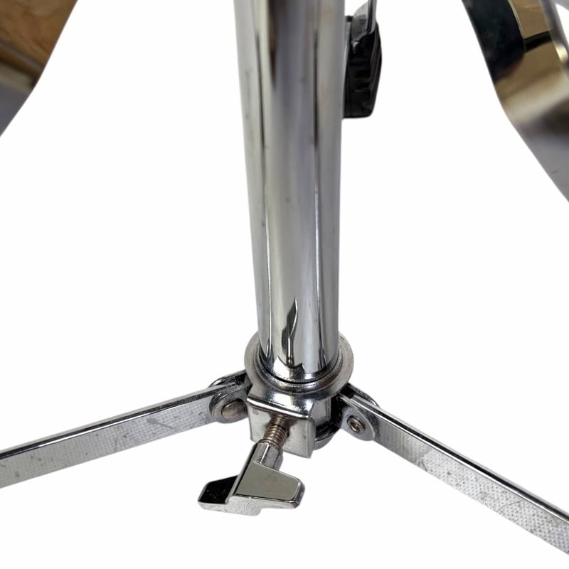 Drum hardware stand with chrome finish, essential for drummers' setup and stability.