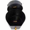 Heavy-duty black drum case with yellow latch for secure transport.