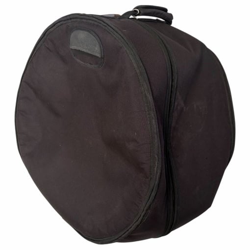 Black bass drum case for protection and transport of drum equipment.