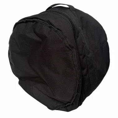 Black drum tom bag for drum kit transport and protection.