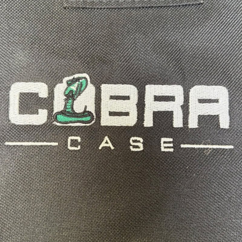 Cobra snare drum bag with logo, ideal for drum equipment storage.