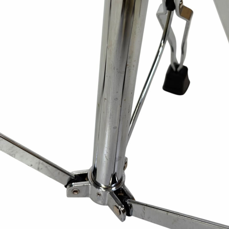 Close-up of drum kit hardware and pedal at Drummers Only.