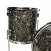 High-quality custom drum kit with a unique black and silver finish.