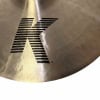 Close-up of Zildjian K 19in Paper Thin Crash Cymbal with logo.