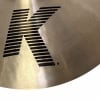 Close-up of Zildjian K 18in Dark Thin Crash Cymbal with logo.
