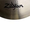 Close-up of Zildjian logo on 20-inch crash ride cymbal.