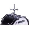 Universal bass drum mount for Sonor drums with hardware and mounting system.