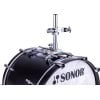 Universal bass drum mount for Sonor drums with adjustable hardware.