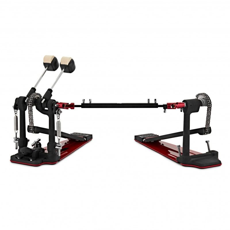 Double bass drum pedal for drummers with adjustable features.