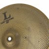 Close-up of Zildjian L80 468 low volume cymbal with perforations for reduced volume.