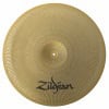 Gold Zildjian ride cymbal with perforations and logo for low volume drumming.