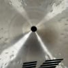 Close-up of a Zildjian K 17in Dark Thin Crash cymbal with logo visible.