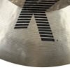 Close-up of Zildjian K Custom 20in Hybrid Ride Cymbal with logo detail.