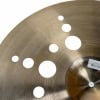 Close-up of Istanbul Xist Ion 18in crash cymbal with multiple sound holes.