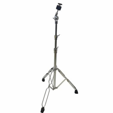 Straight cymbal stand for drum kit with adjustable height and sturdy tripod base.
