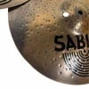 Close-up of Sabian AA 13-inch Fusion Hi-Hats cymbals with detailed surface texture.