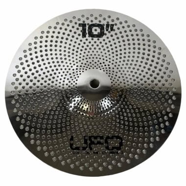 UFO 10-inch splash cymbal with perforated design for drumming.