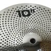Close-up of UFO 10-inch splash cymbal with perforations and logo.
