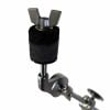 Drummer's boom cymbal stand with adjustable arm and clamp.