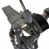 Close-up of vintage Tama bass drum pedal with belt drive mechanism.