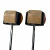 Drum pedal pads for double bass drum pedal setup.