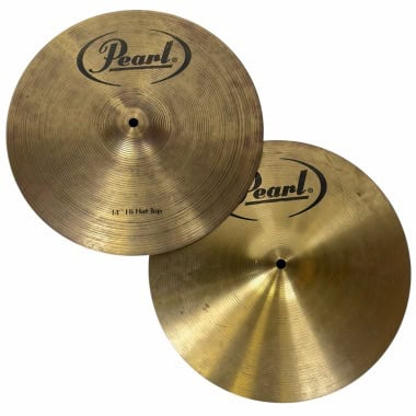 Pearl 14-inch hi-hat cymbals for drum kit, professional quality percussion instruments.