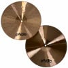 Pair of Paiste PST8 14-inch medium hi-hats cymbals for drumming.