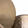 Close-up of Paiste PST8 14-inch medium hi-hat cymbals for drumming.