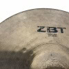 Close-up of Zildjian ZBT 14-inch hi-hat cymbals with logo visible.