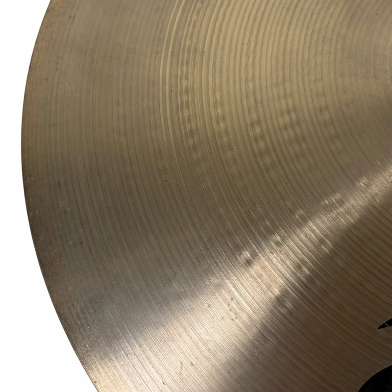 Close-up of a Zildjian A 16in Medium Thin Crash cymbal showing detailed grooves.