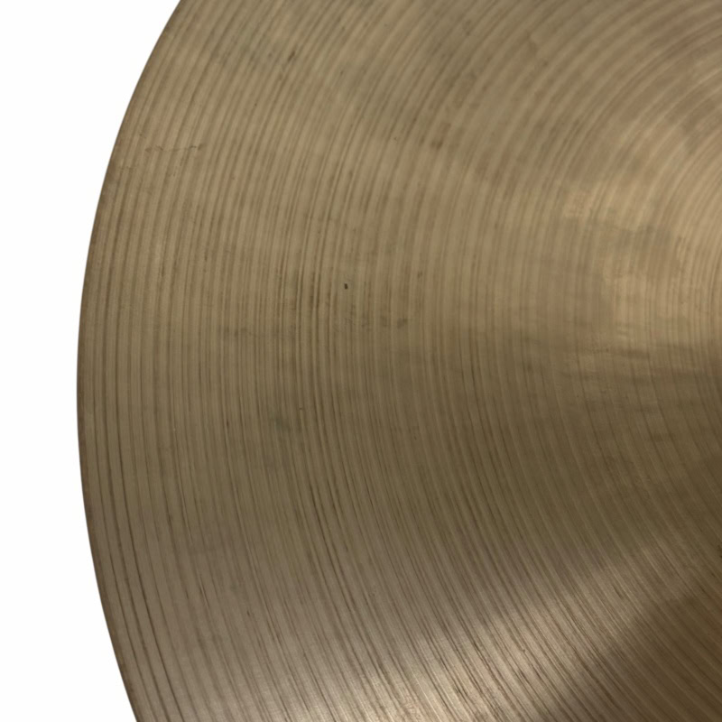 Close-up of a Zildjian A 16in Medium Thin Crash cymbal showing detailed grooves.